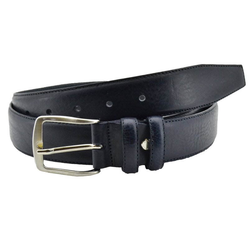 Conte Massimo Ceinture Homme en Cuir Véritable avec Coutures, Raccourcissable, Hauteur 3,5cm — intérieur