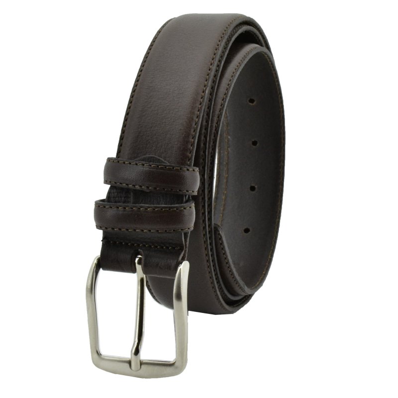 Conte Massimo Herrengürtel aus Echtem Leder mit Nähten, Kürzbar, Höhe 3,5cm — Logo-Detail
