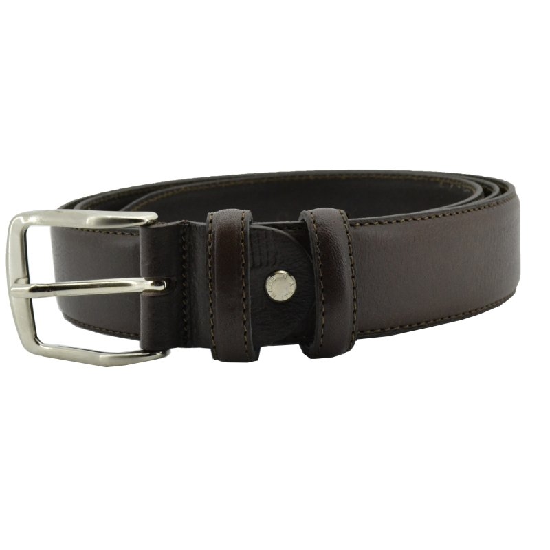 Conte Massimo Men's Belt in Genuine Leather With Stitching, Can Be Shortened, 3.5cm High — view 9