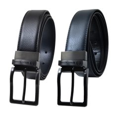 Sergio Tacchini Men's Reversible Belt In Genuine Leather, Rectangular Buckle, Adjustable and Can Be Shortened