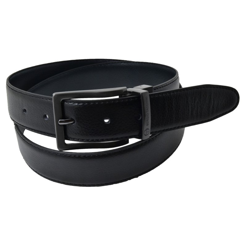Sergio Tacchini Cinturón Hombre Reversible de Piel Genuina, Hebilla Rectangular, Regulable y Acortable — interior