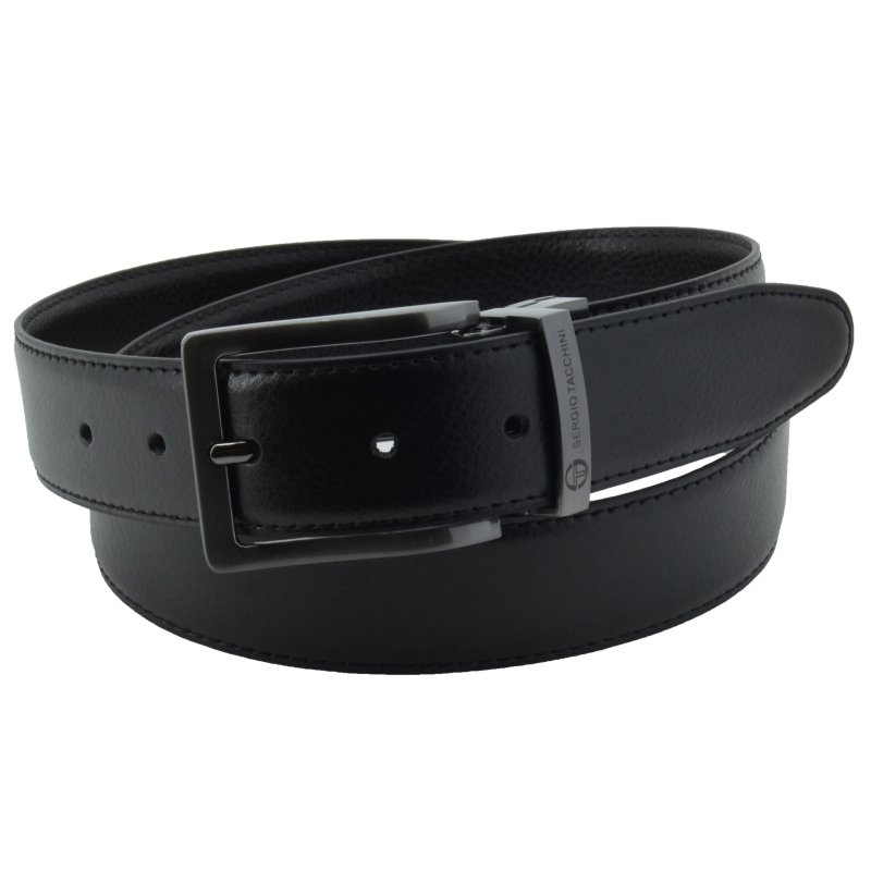 Sergio Tacchini Cinturón Hombre Reversible de Piel Genuina, Hebilla Rectangular, Regulable y Acortable — vista 10