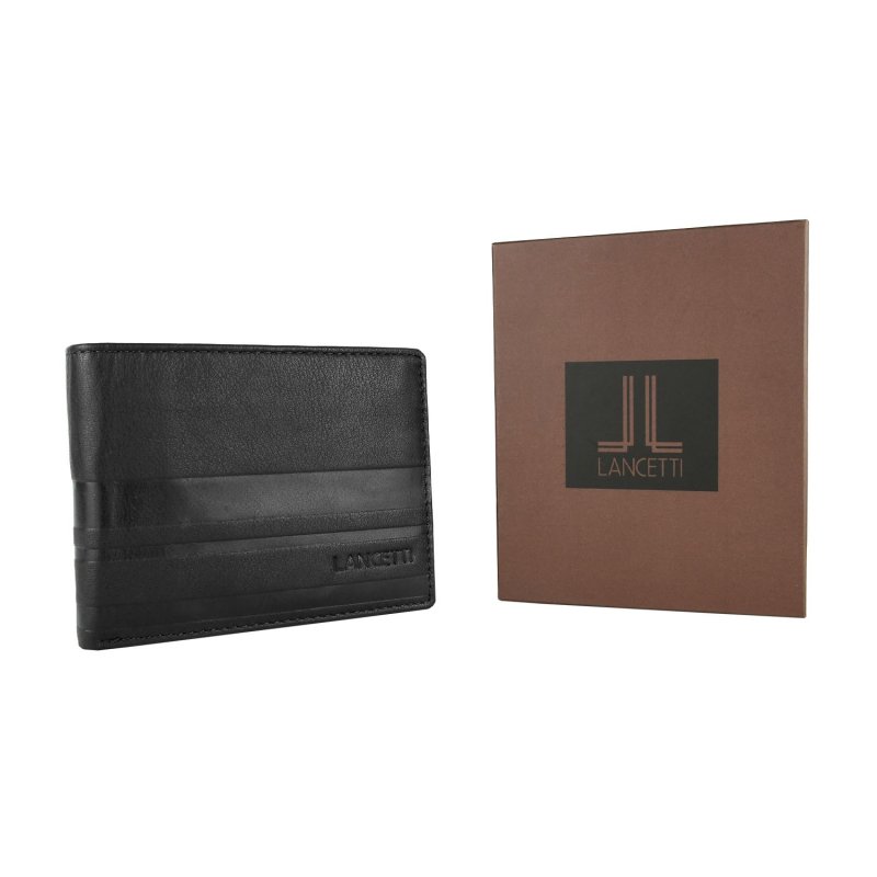 Lancetti Portefeuille Homme Classique en Cuir Véritable, avec Porte-monnaie et Boîte — vue 8