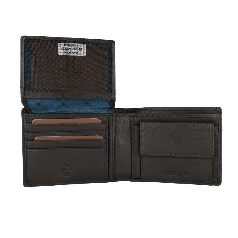 Lancetti Portefeuille Homme Classique en Cuir Véritable, avec Porte-monnaie et Boîte — vue 11