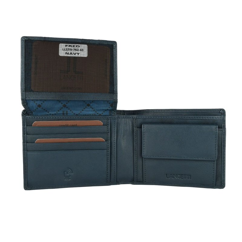 Lancetti Portefeuille Homme Classique en Cuir Véritable, avec Porte-monnaie et Boîte — vue 19