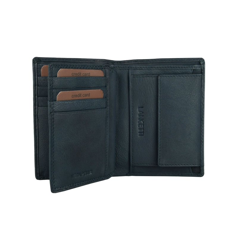Lancetti Cartera de Hombre Vertical en Piel Auténtica, con Monedero y Caja — vista trasera