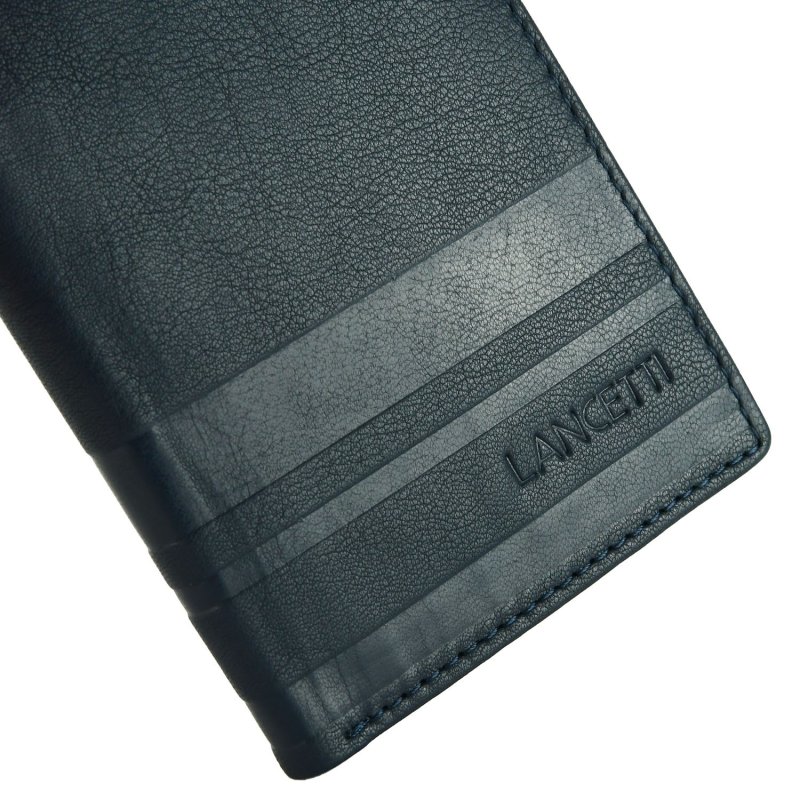Lancetti Men's Vertical Wallet In Genuine Leather, With Coin Pocket And Box — inside