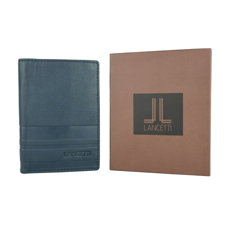Lancetti Portefeuille Homme Vertical en Cuir Véritable, avec Porte-monnaie et Boîte — vue 8
