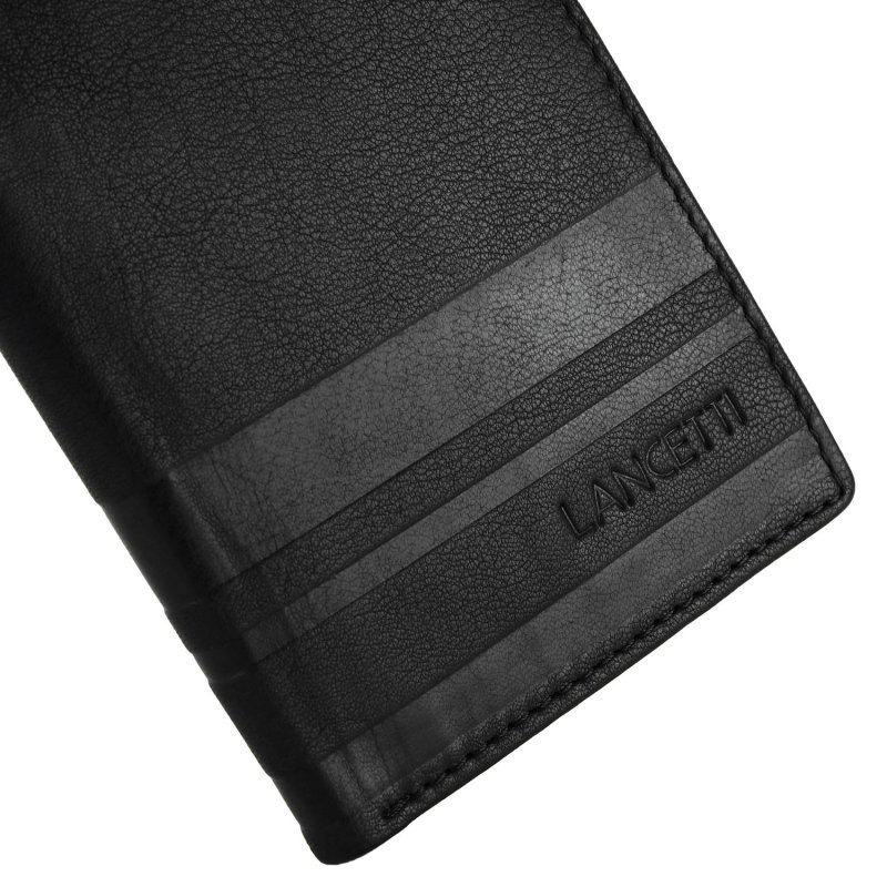 Lancetti Portefeuille Homme Vertical en Cuir Véritable, avec Porte-monnaie et Boîte — vue 12