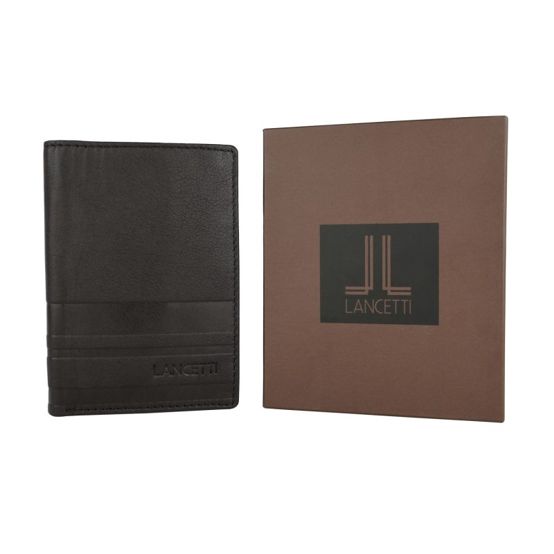 Lancetti Portefeuille Homme Vertical en Cuir Véritable, avec Porte-monnaie et Boîte — vue 24