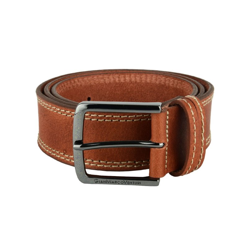 GIANMARCO VENTURI Ceinture Homme en Cuir Véritable, Made In Italy, Raccourcissable 4009 — vue de face