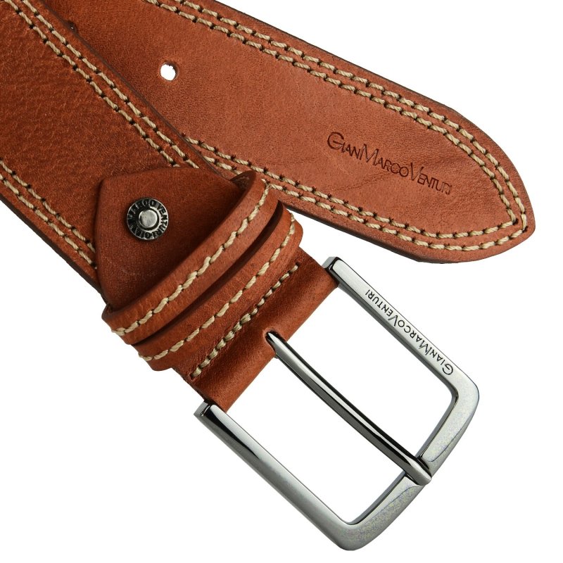 GIANMARCO VENTURI Ceinture Homme en Cuir Véritable, Made In Italy, Raccourcissable 4009 — vue 8