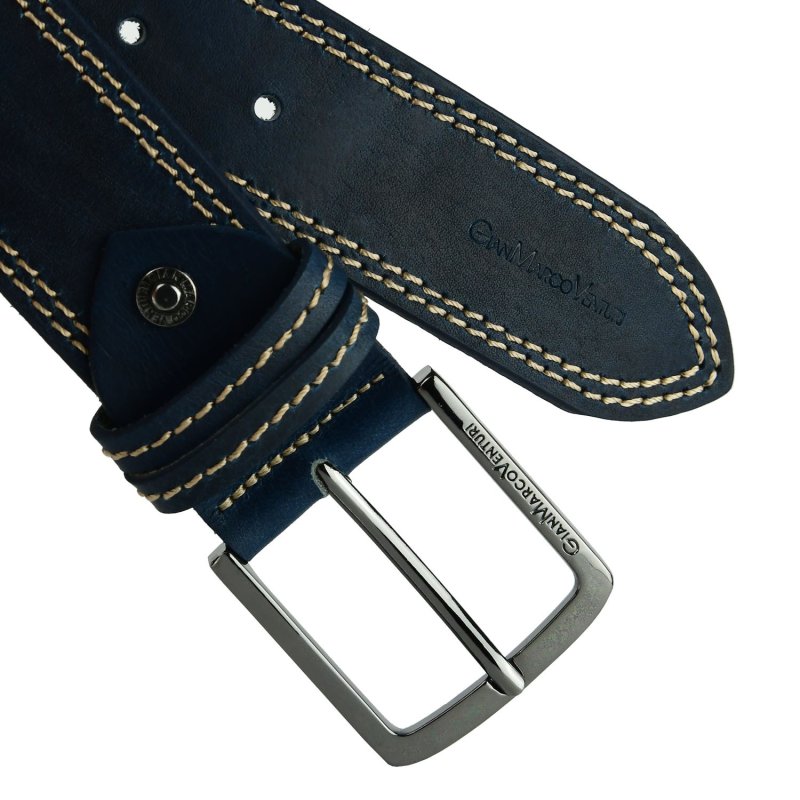 GIANMARCO VENTURI Ceinture Homme en Cuir Véritable, Made In Italy, Raccourcissable 4009 — vue 24