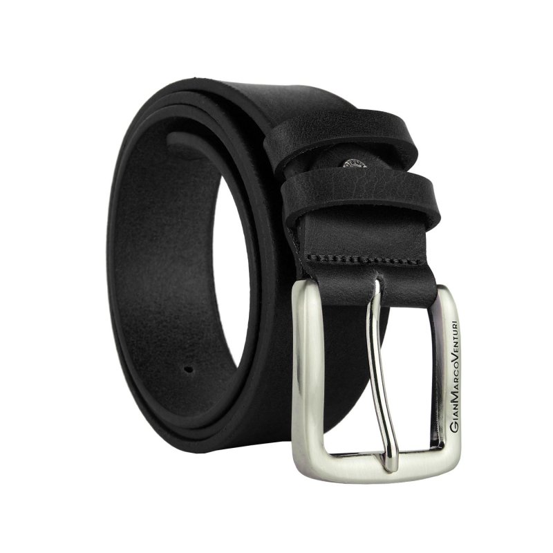 GIANMARCO VENTURI Cinturón Hombre de Piel Genuina 4cm, Made In Italy, Acortable