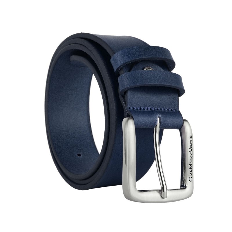 GIANMARCO VENTURI Herrengürtel aus Echtem Leder 4cm, Made In Italy, Kürzbar — Ansicht 17