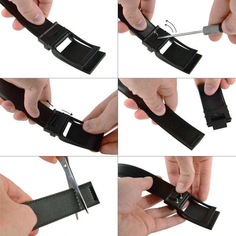 Conte Massimo Ceinture Homme en Cuir Véritable avec Coutures, Made In Italy, Boucle à Cliquet Sans Trous, Raccourcis… — vue 9