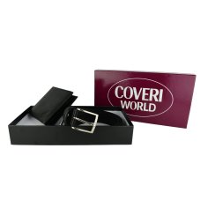 COVERI, Geschenkbox für Herren, Garnitur, Set mit Geldbörse und kürzbarem Gürtel, Nickelfrei 2