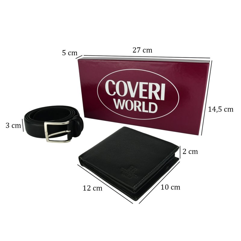 COVERI, Coffret Cadeau Homme, Parure, Set avec Portefeuille et Ceinture Ajustable, Sans Nickel — vue arrière