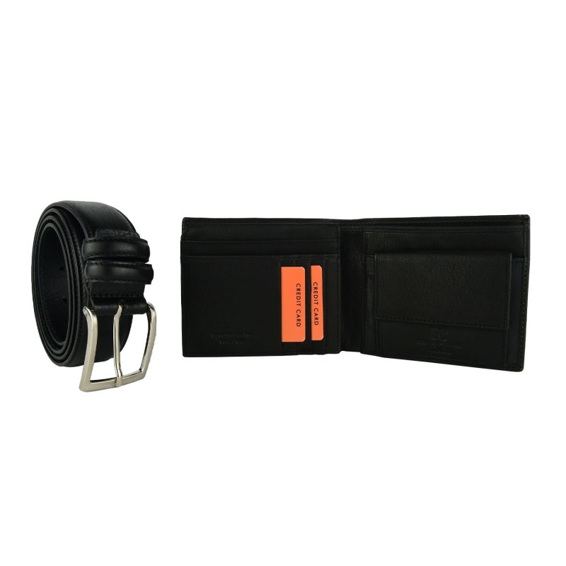 COVERI, Coffret Cadeau Homme, Parure, Set avec Portefeuille et Ceinture Ajustable, Sans Nickel — intérieur