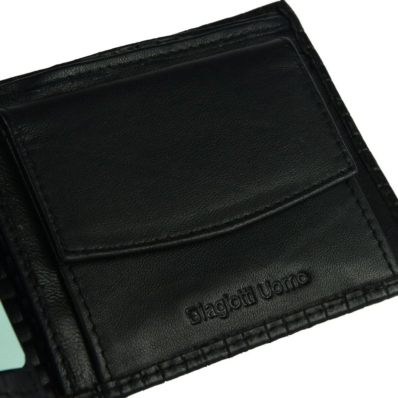 BIAGIOTTI UOMO, Herren-Geldbörse aus Echtem Leder, mit Münzfach und Geschenkbox Design16 — Logo-Detail