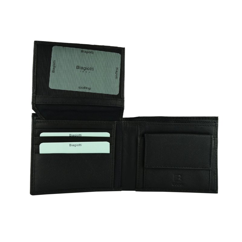 BIAGIOTTI HOMME, Portefeuille Homme en Cuir Véritable, Avec Porte-Monnaie et Boîte Cadeau Design19 — vue arrière