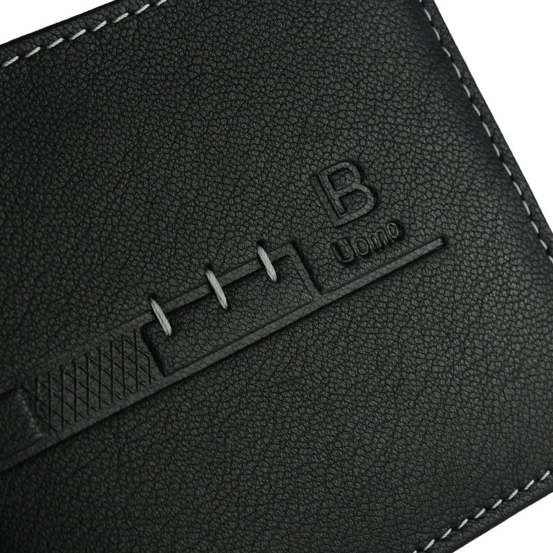 BIAGIOTTI HERREN, Herren-Geldbörse aus echtem Leder, mit Münzfach und Geschenkbox Design19 — Detail