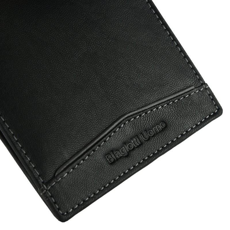 BIAGIOTTI HOMME, Portefeuille Homme en Cuir Véritable, Avec Porte-Monnaie et Boîte Cadeau Design20 — détail logo