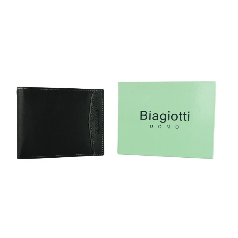 BIAGIOTTI HERREN, Herren-Geldbörse aus echtem Leder, mit Münzfach und Geschenkbox Design20 — Detail