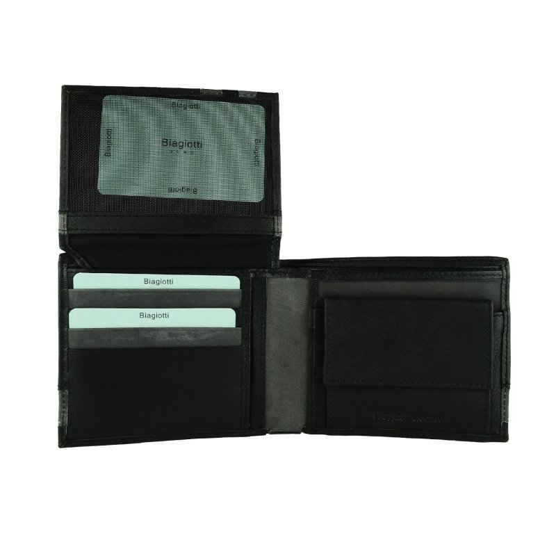 Biagiotti Men's Wallet In Genuine Leather, With Coin Pocket And Gift Box, Design21 — back view