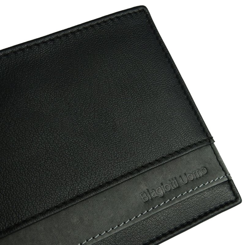 BIAGIOTTI HERREN, Herren-Geldbörse aus echtem Leder, mit Münzfach und Geschenkbox Design21 — Detail