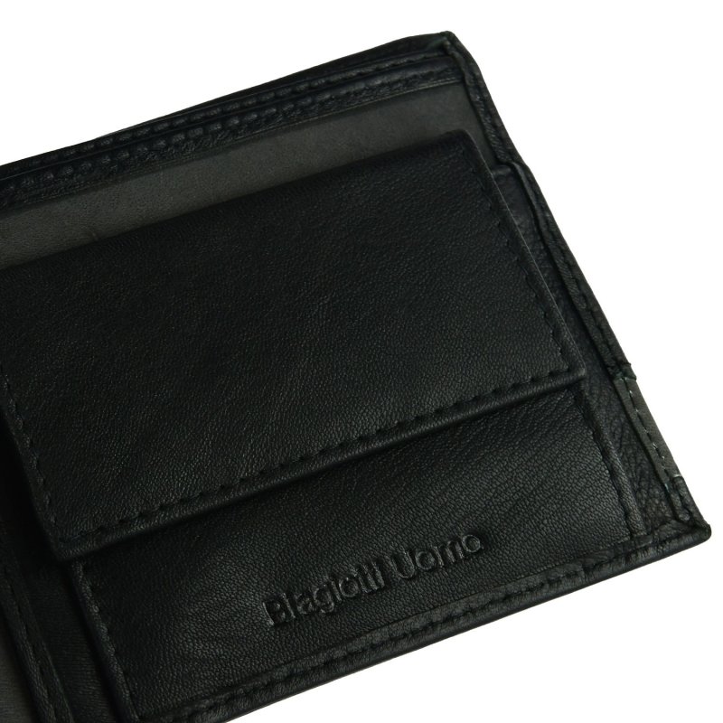 Biagiotti Men's Wallet In Genuine Leather, With Coin Pocket And Gift Box, Design21 — logo detail