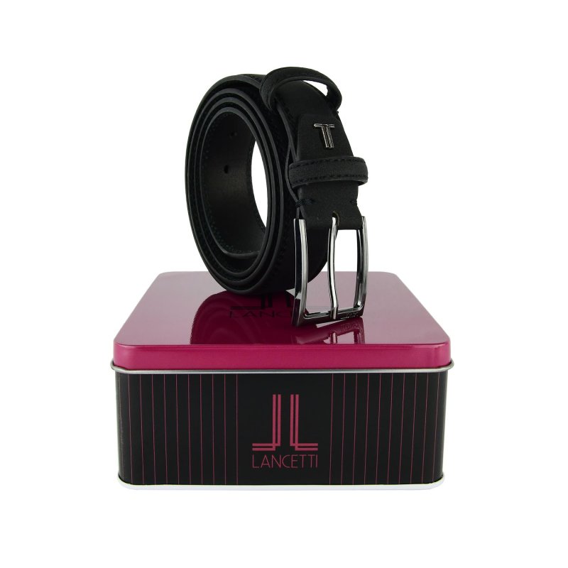 Lancetti, Men's Belt PU Exterior Leather Lining, Can Be Shortened With Tin Gift Box 29