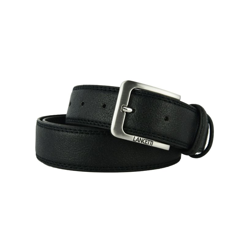 Lancetti, Herrengürtel Außenmaterial PU, Futter aus Leder, kürzbar, mit Geschenkbox aus Blech 30 — Rückansicht