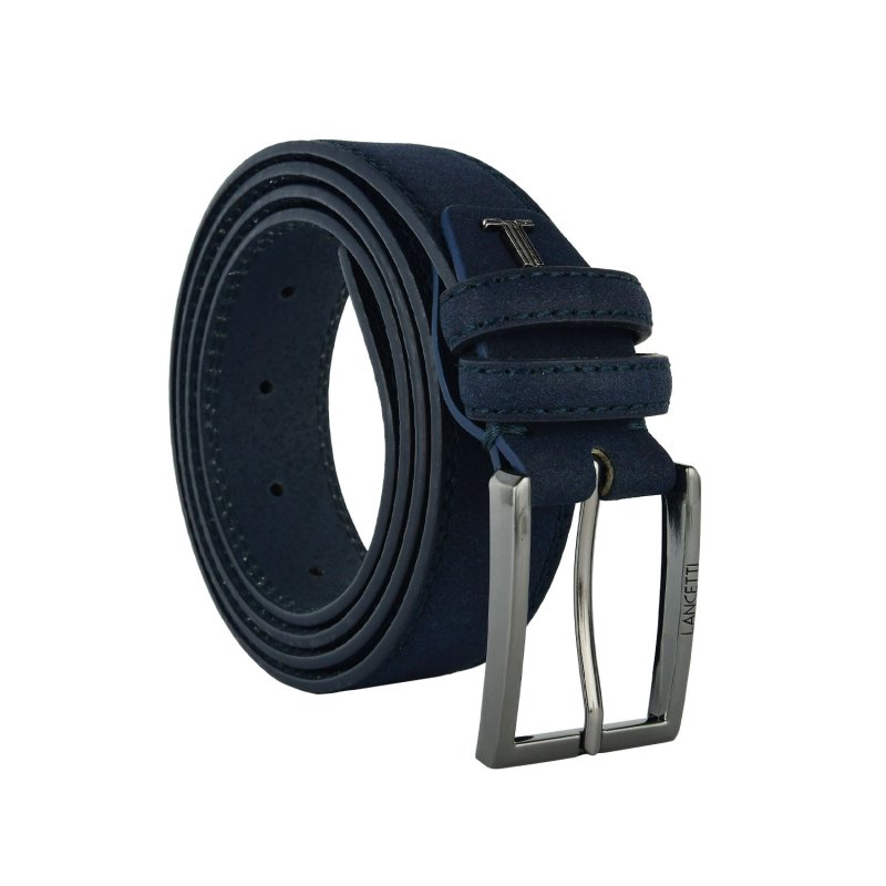 Lancetti Men's Belt, PU Exterior with Genuine Leather Lining, Shortenable, with Tin Gift Box 32 — front view