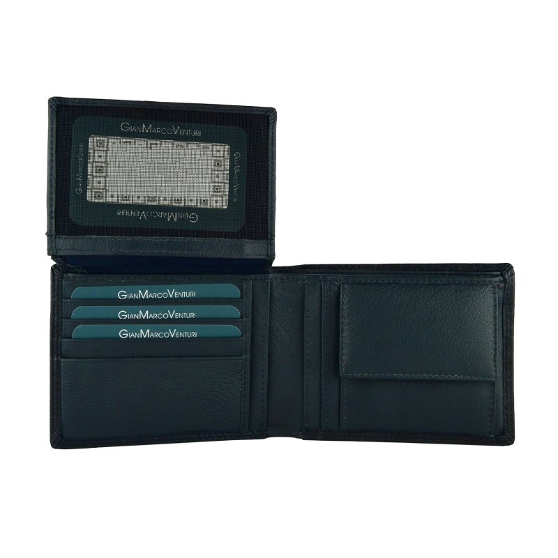 Gianmarco Venturi Men's Wallet in Genuine Leather, with Coin Pocket, Gift Box 972 — back view