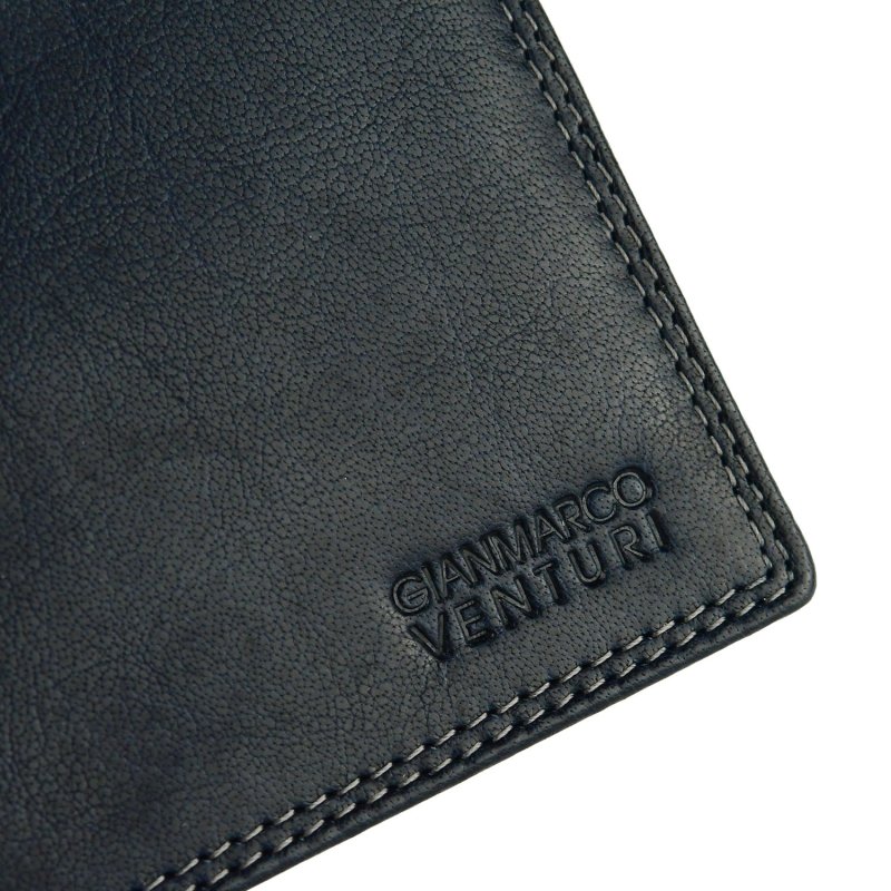 GIANMARCO VENTURI Herren-Geldbörse aus echtem Leder, mit Münzfach, Geschenkbox 972 — Logo-Detail