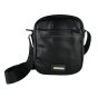 GianMarcoVenturi Bolso Bandolera para Hombre Negro con Correa Ajustable, en Piel Sintética, Multibolsillo 110-1