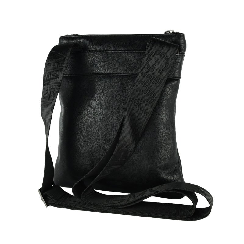 GianMarcoVenturi Herren-Umhängetasche Schwarz mit verstellbarem Riemen, aus Kunstleder, Multi-Fach 200