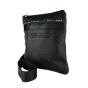 GianMarcoVenturi Black Men's Crossbody Bag With Adjustable Shoulder Strap, In Faux Leather, Multi-pocket 200 — front view