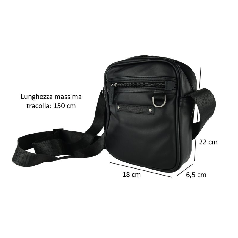 GianMarcoVenturi Men's Crossbody Bag With Adjustable Strap, Faux Leather, Multi-Pocket 850 — inside