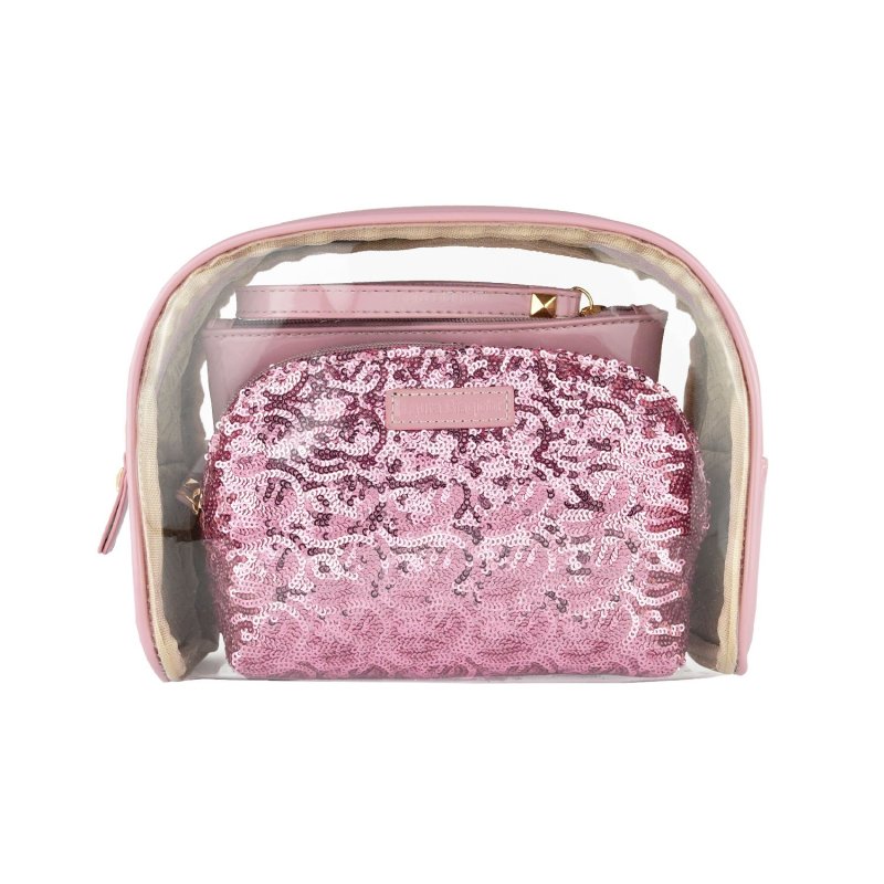 Laura Biagiotti Kosmetiktaschen-Set Damen, 3-tlg, Wasserdichter Reise-Beauty-Case, Kosmetiktasche 282 — Rückansicht