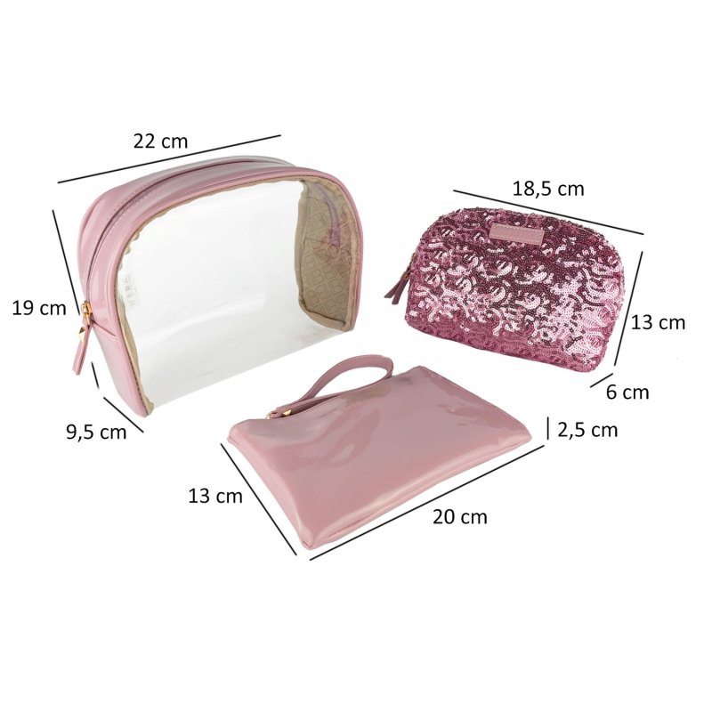 Laura Biagiotti Kosmetiktaschen-Set Damen, 3-tlg, Wasserdichter Reise-Beauty-Case, Kosmetiktasche 282 — Innenansicht