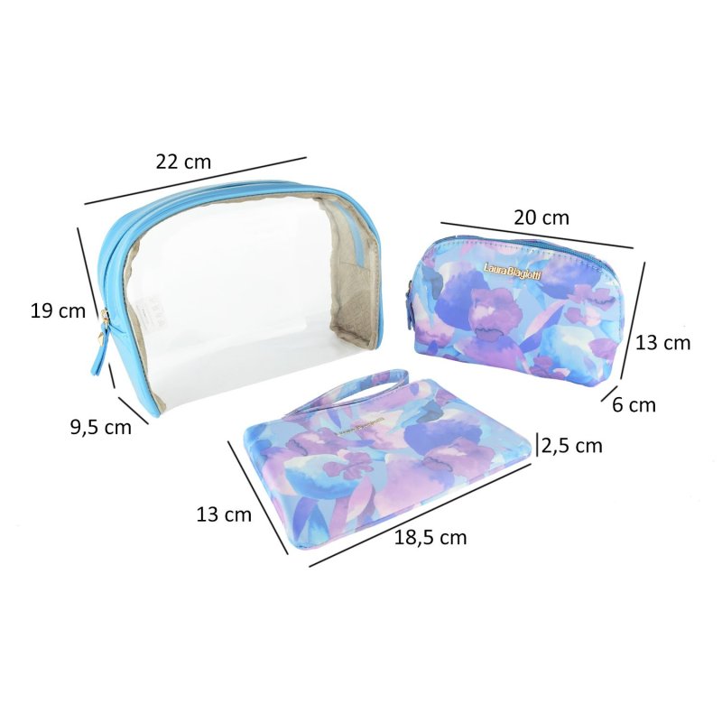 Laura Biagiotti Kosmetiktaschen-Set Damen, 3-tlg, Wasserdichter Reise-Beauty-Case, Kosmetiktasche 283 — Innenansicht