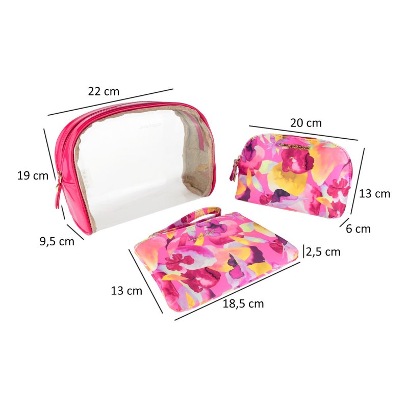 Laura Biagiotti Women's Pouch, 3-Piece Waterproof Travel Beauty Case Set, Make Up and Cosmetics Bag With Box 283 — view 20