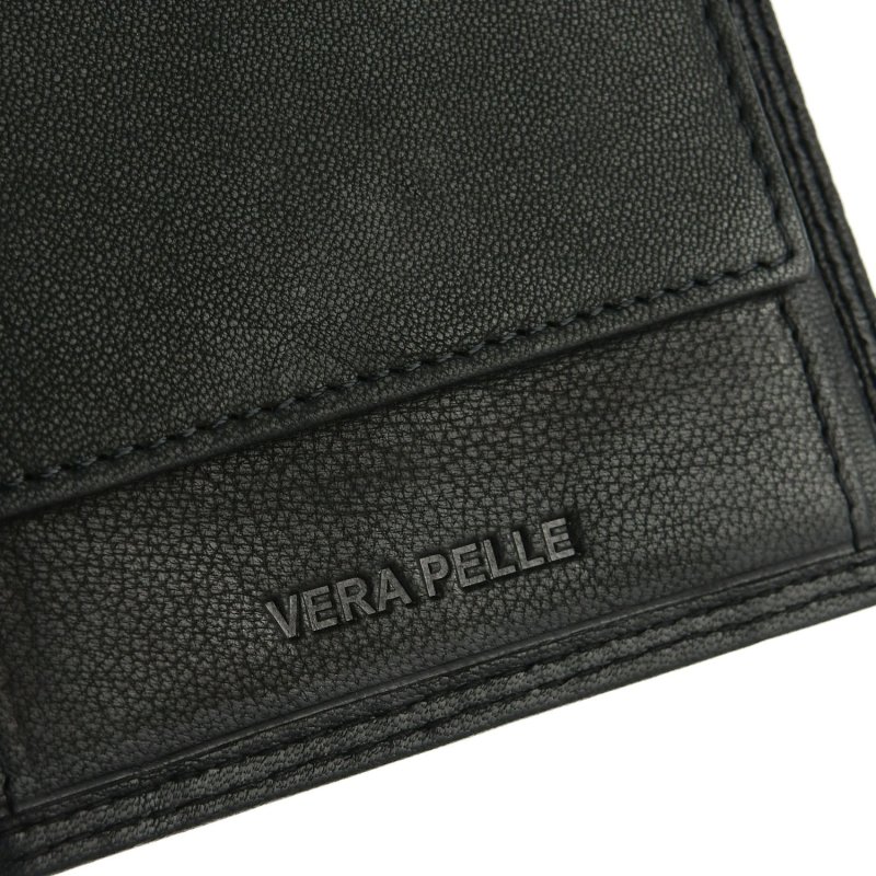 COVERI Portefeuille Homme en Cuir Véritable, Classique et Sans Boîte — détail logo