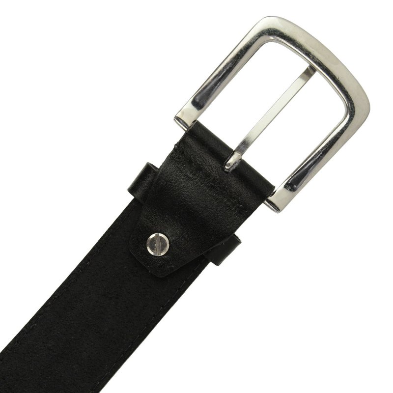 Conte Massimo Herrengürtel aus Echtem Leder, Ein Stück, Mit Nähten, Einer Schlaufe, Höhe 4cm — Logo-Detail
