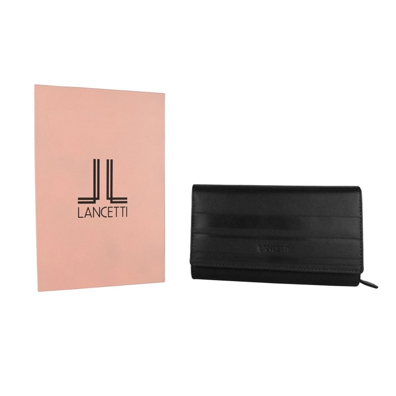 Lancetti Damen-Geldbörse aus Echtleder, Geräumig, mit Geschenkbox — Logo-Detail