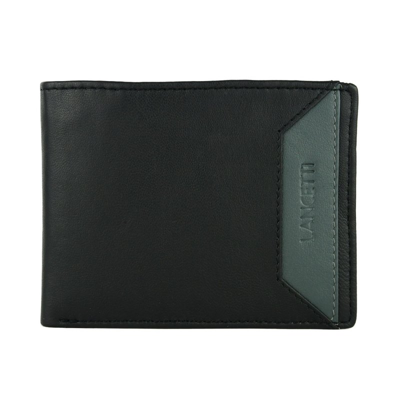 Lancetti Men's Wallet Without Window in Genuine Leather, with Coin Pocket and Box