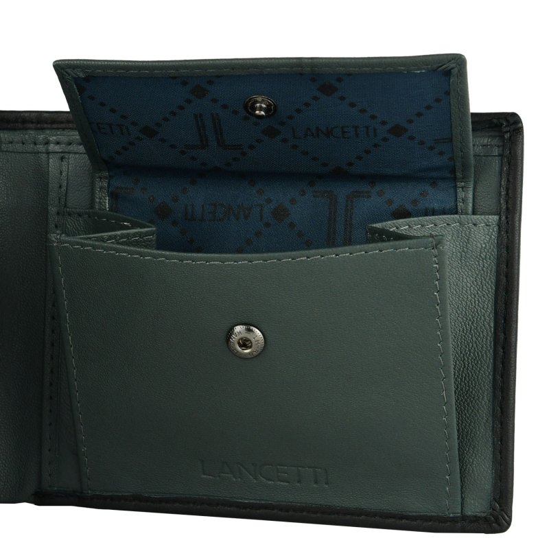 Lancetti Men's Wallet Without Window in Genuine Leather, with Coin Pocket and Box — back view