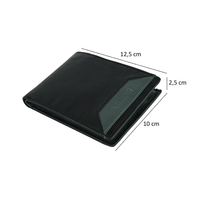 Lancetti Men's Wallet Without Window in Genuine Leather, with Coin Pocket and Box — inside